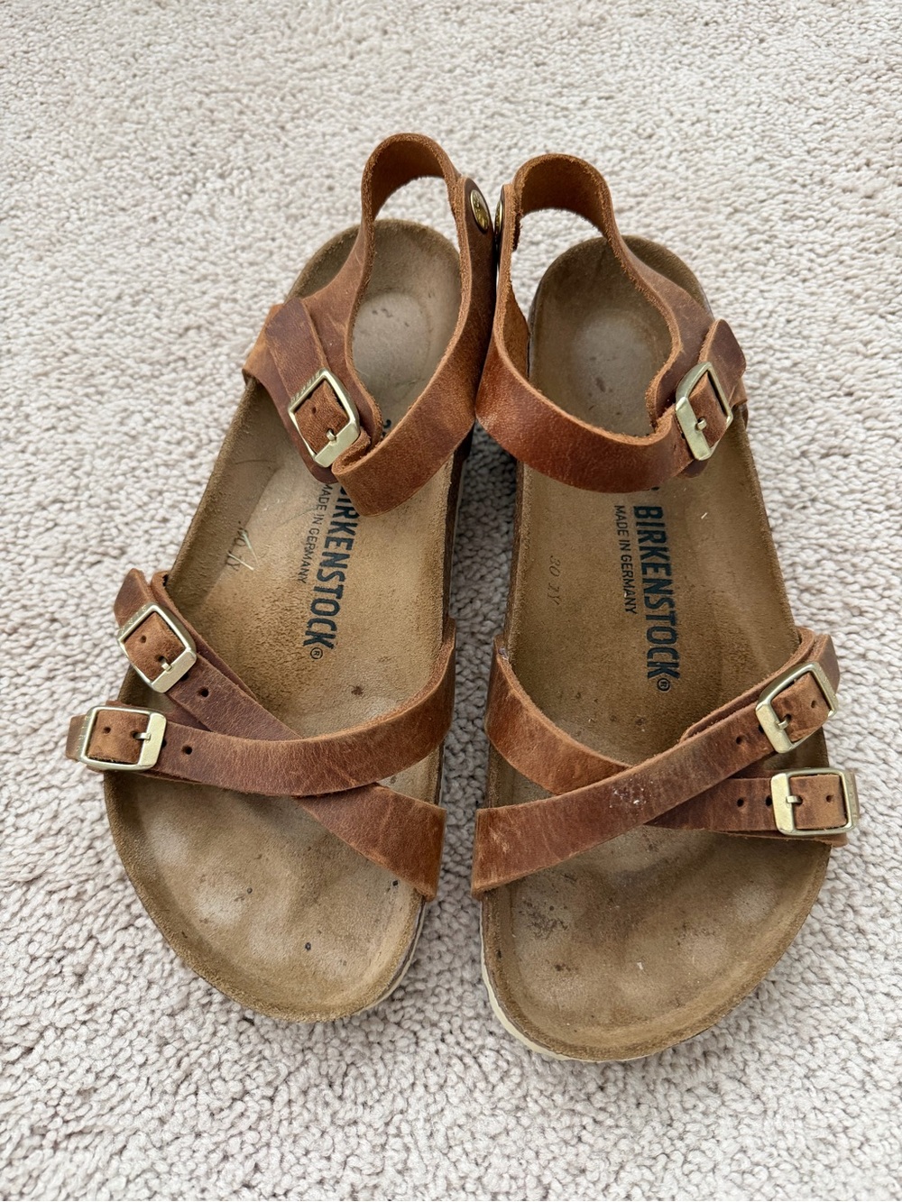 Birkenstock Brown Leather Multi-Strap Sandals with Buckles